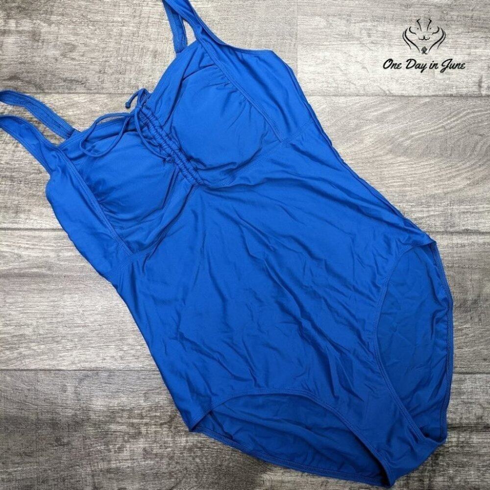 Peddney Tie Back Ruched Front One Piece Swimsuit Size XXL